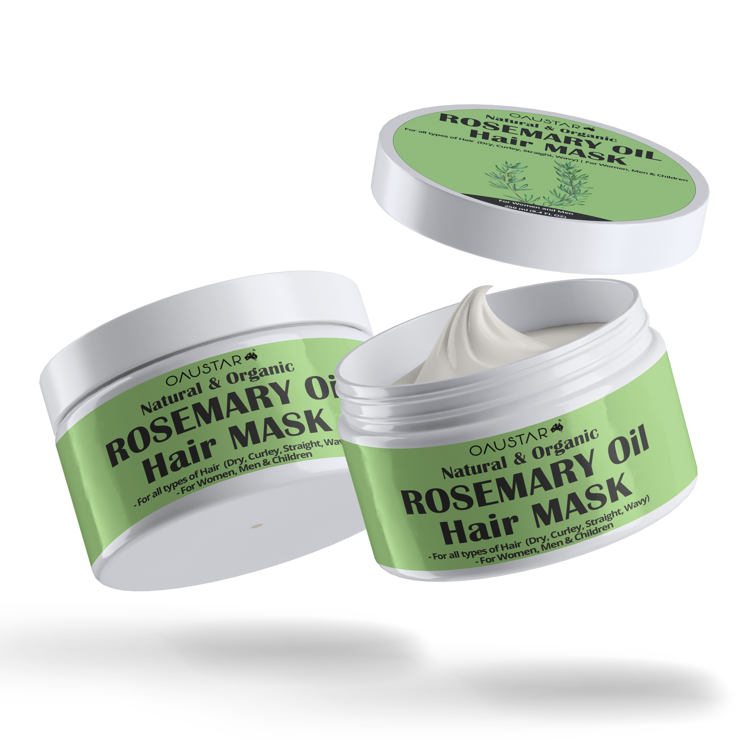 Oaustar Rosemary Oil Hair Mask lifestyle green background Australia