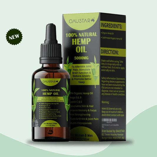 Oaustar Hemp Oil for Joints, Muscles, Knee & Back Pain + Better Sleep 30ml