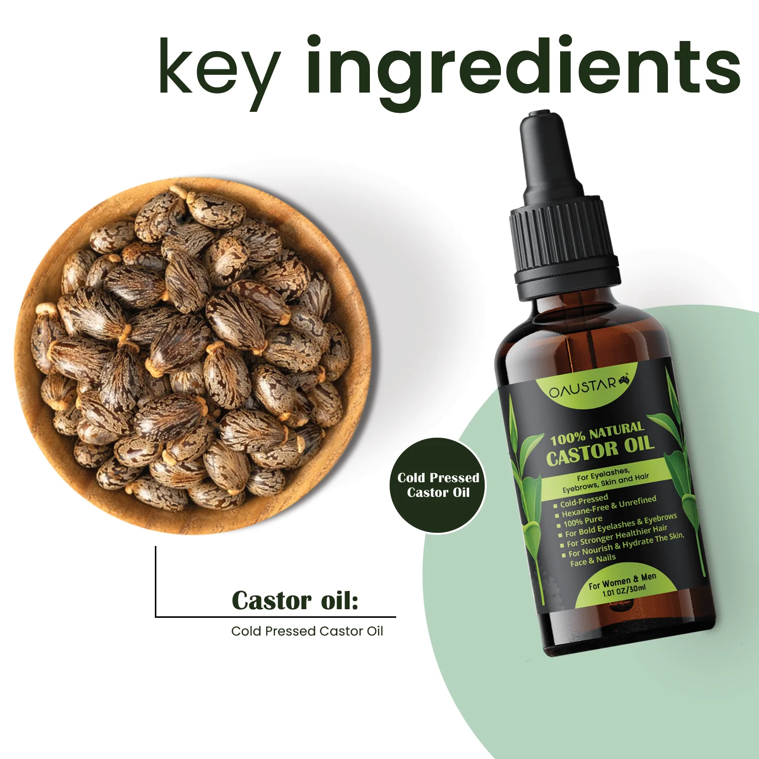 Castor Oil for Eyelashes, Eyebrows & Hair [100% Organic]