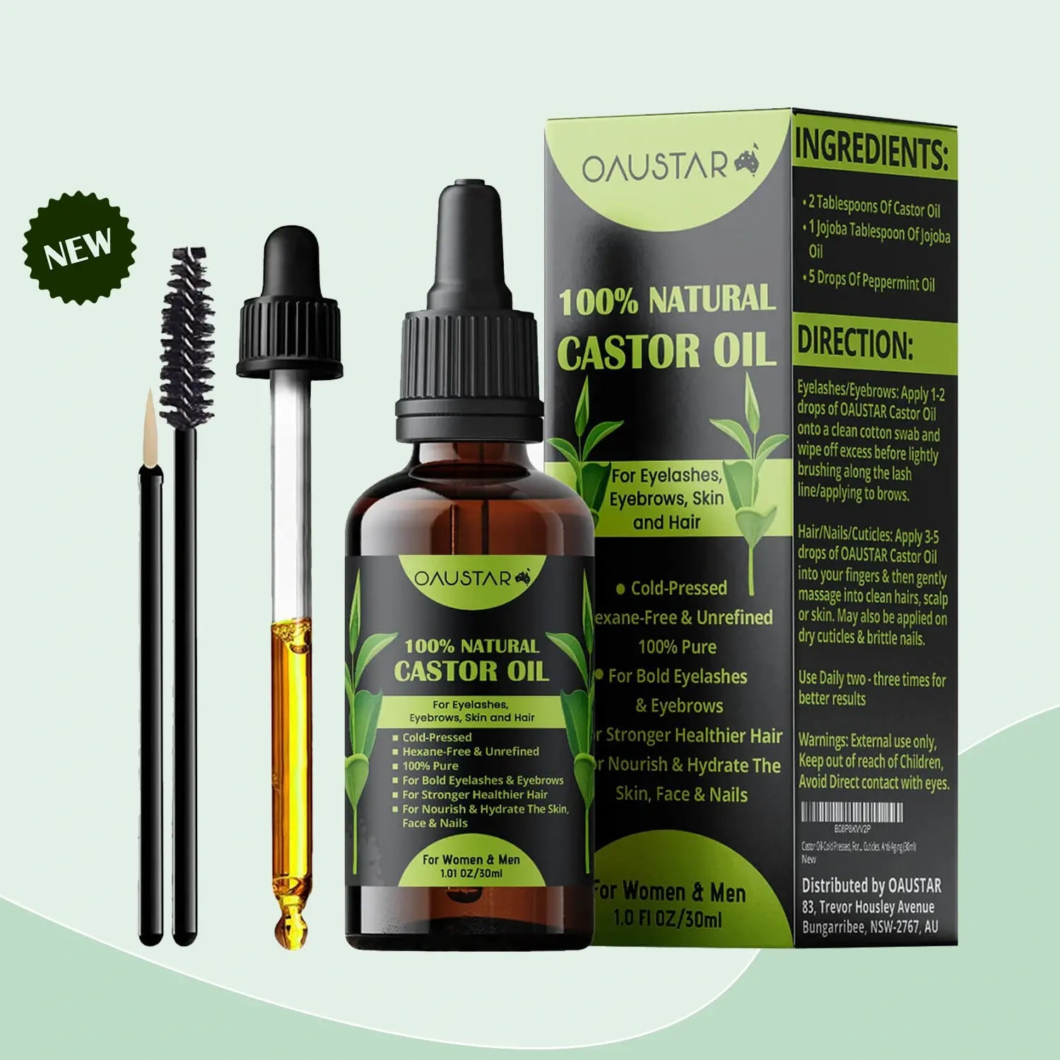 Castor Oil for Eyelashes, Eyebrows & Hair [100% Organic]