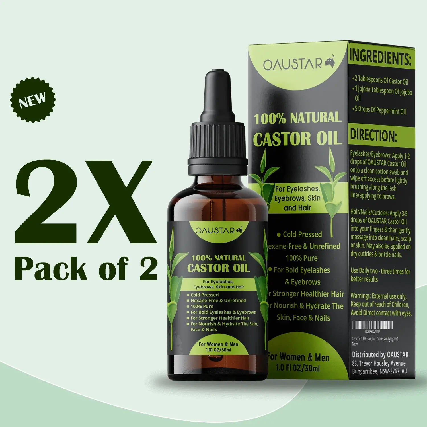 Castor Oil for Eyelashes, Eyebrows & Hair [100% Organic]