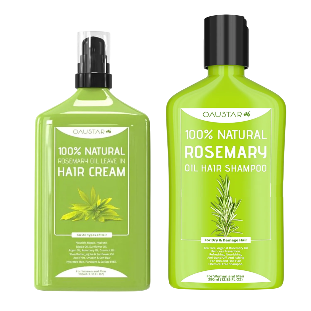 Rosemary Shampoo & Hair Leave In Repair Cream For Anti-Frizz, Dandruff, Dry Damaged Hair | Combo Pack