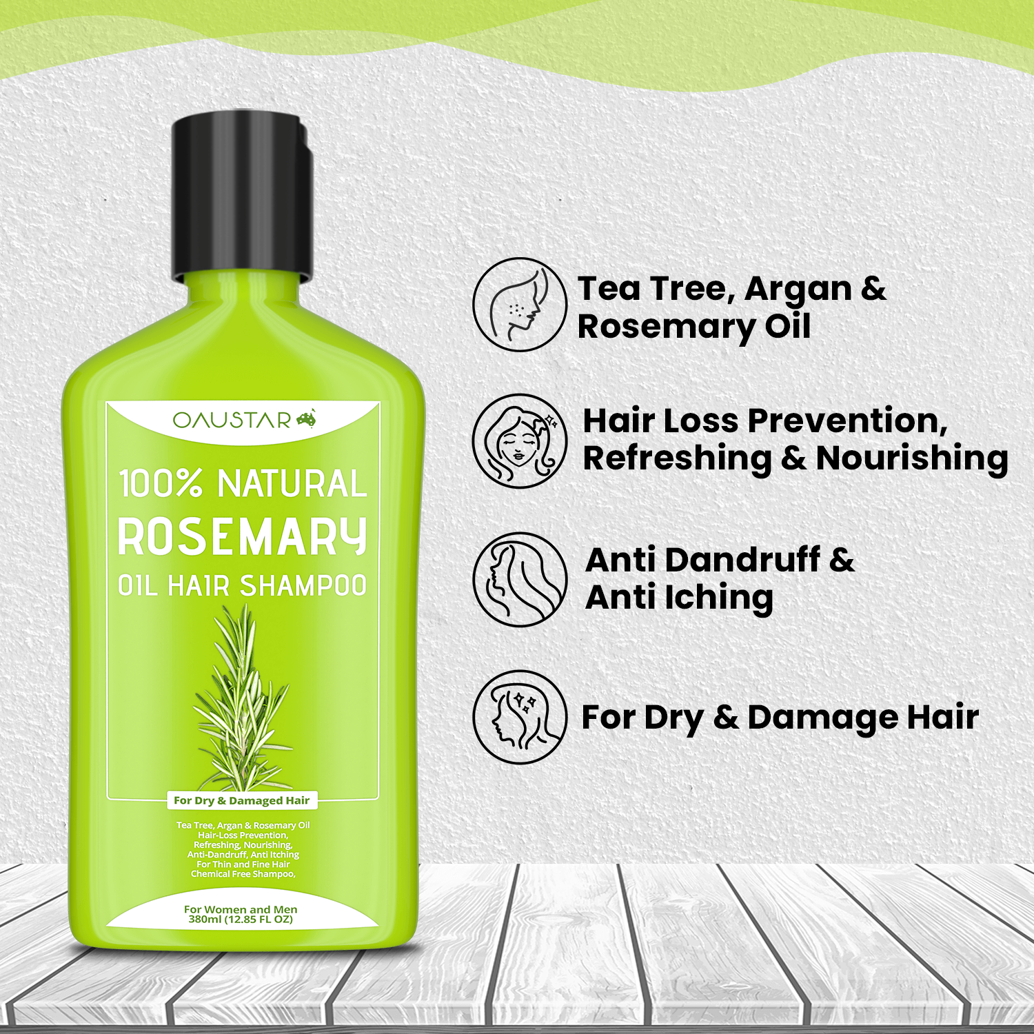 Rosemary Shampoo & Hair Leave In Repair Cream For Anti-Frizz, Dandruff, Dry Damaged Hair | Combo Pack