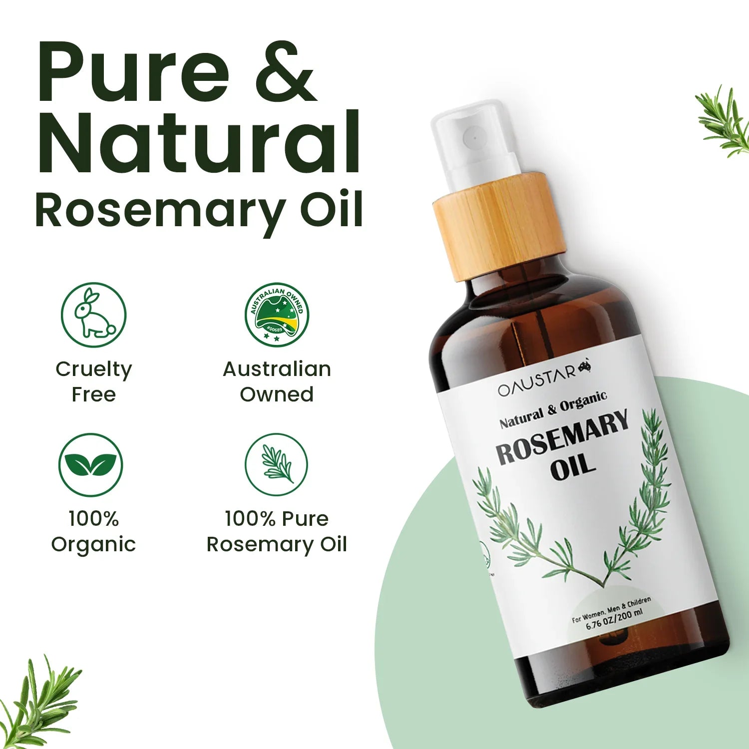 Organic Rosemary Hair Growth Oil for Dry & Damaged Hair
