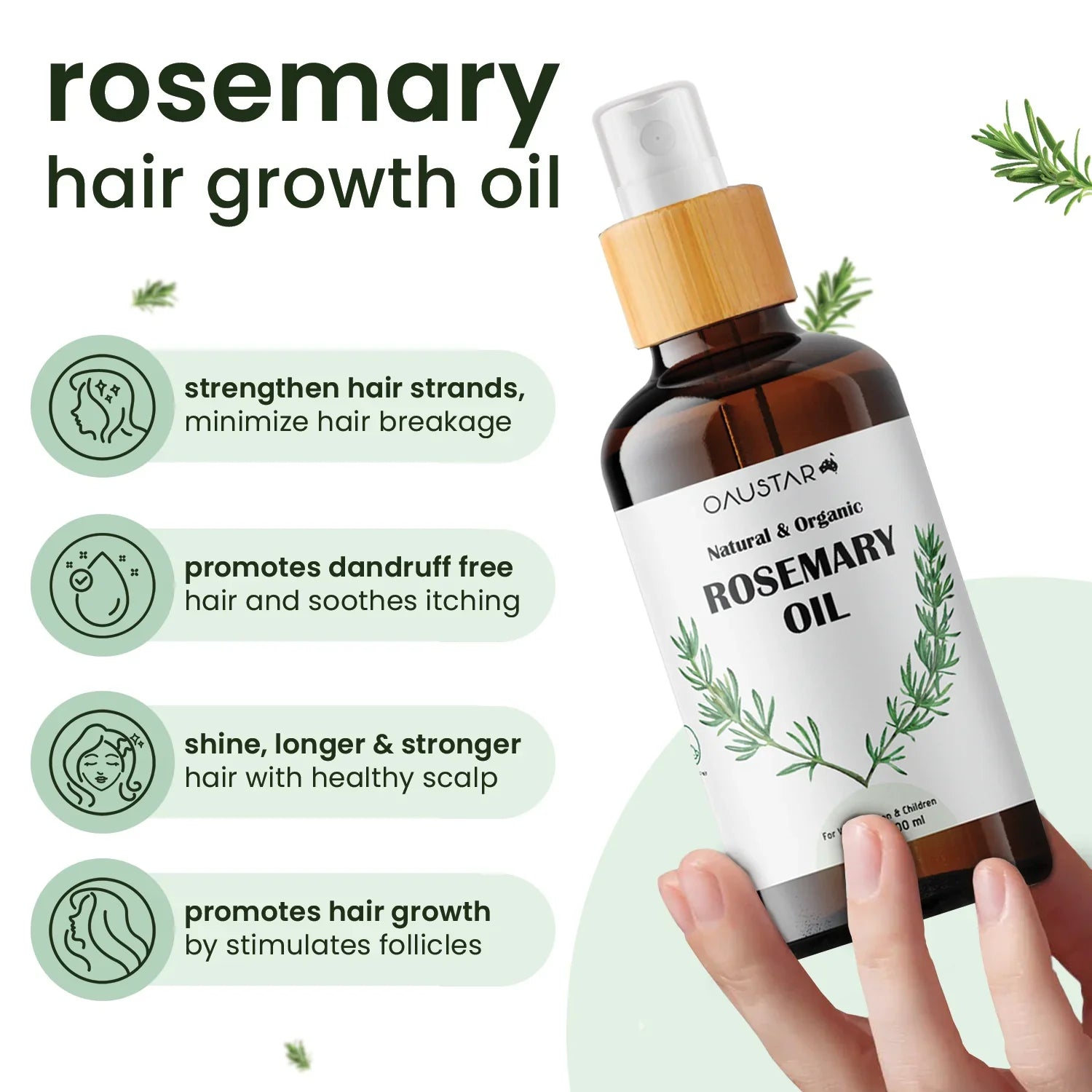 Rosemary Oil for Hair Growth 200ml [100% Naatural & Organic]