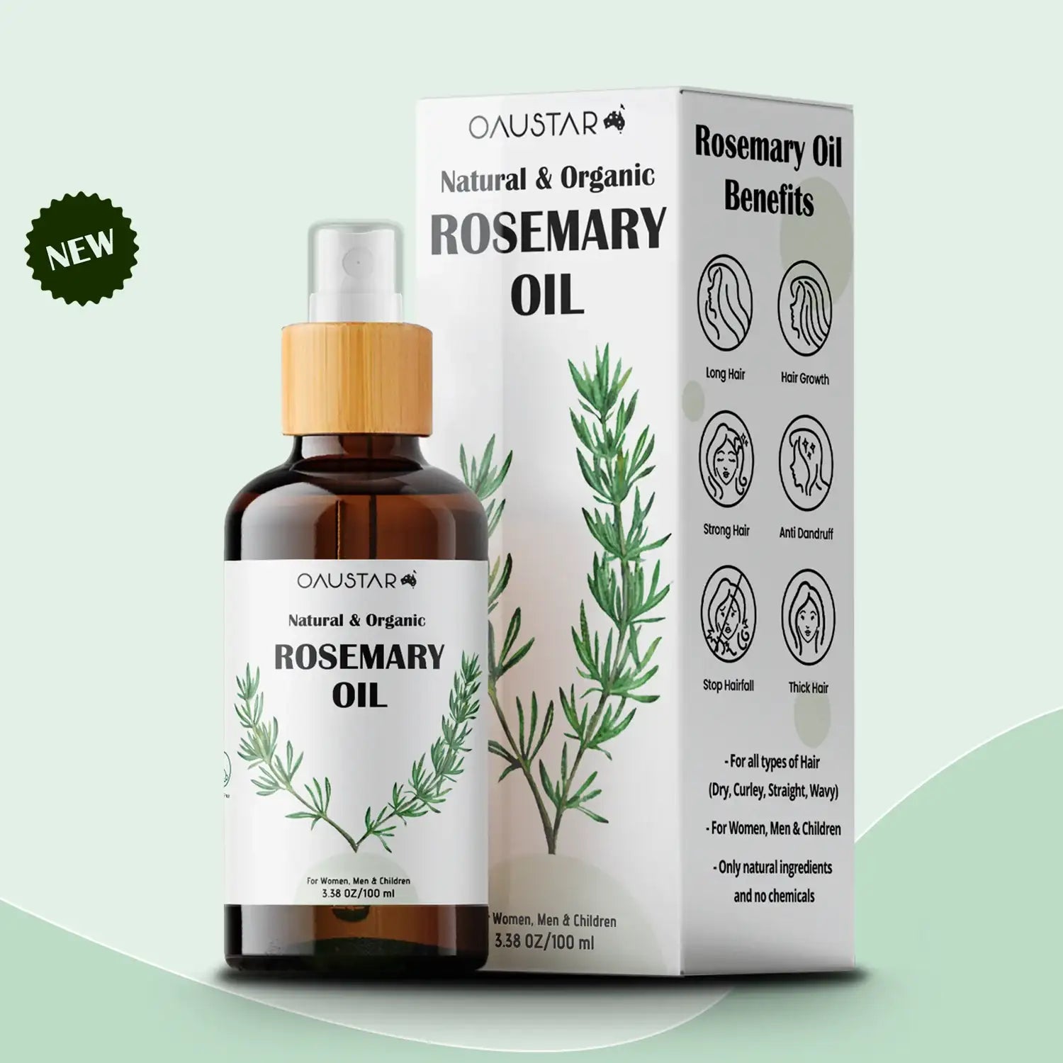 Oaustar Organic Rosemary Hair Growth Oil 100ml 1 pack Australia