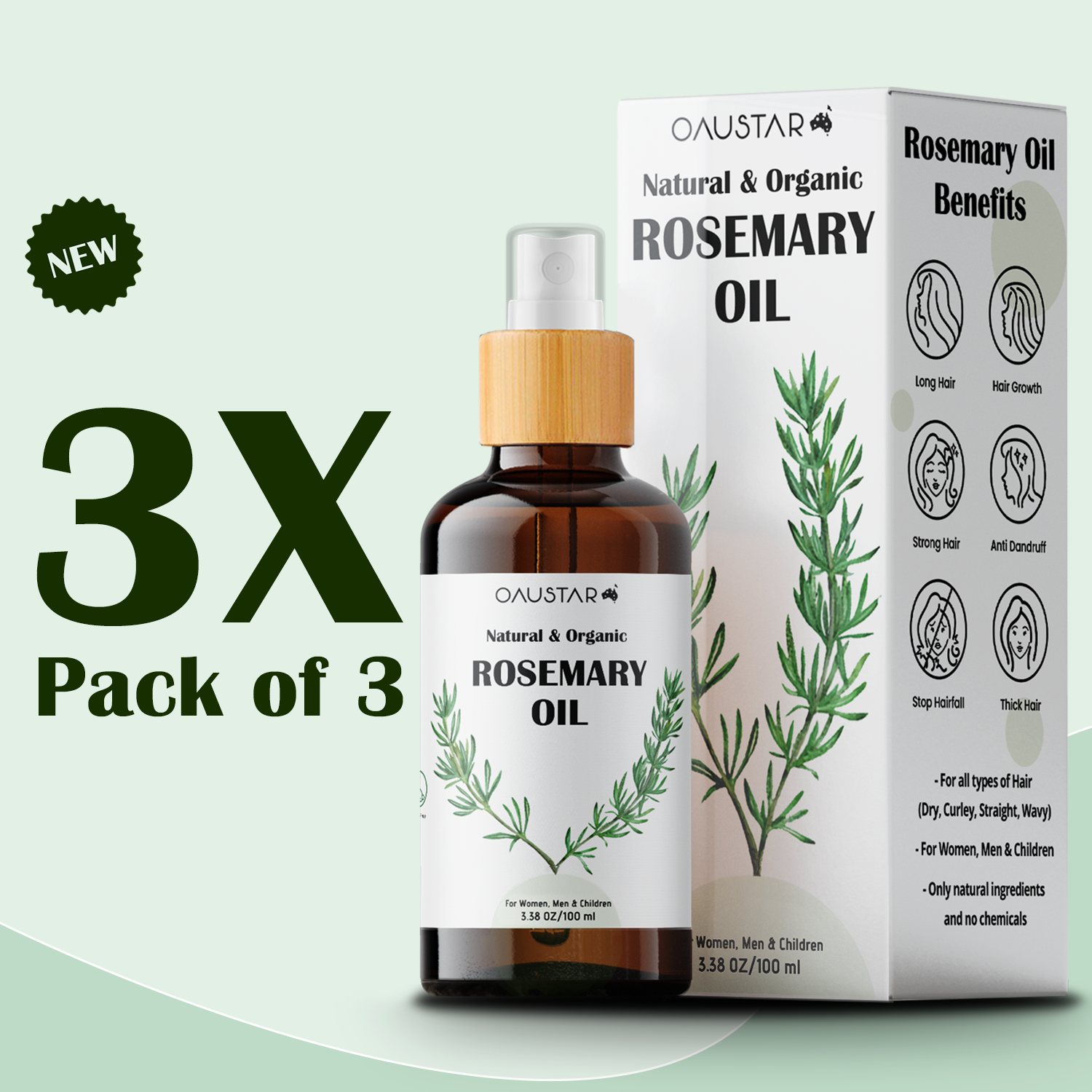 Organic Rosemary Hair Growth Oil for Dry & Damaged Hair