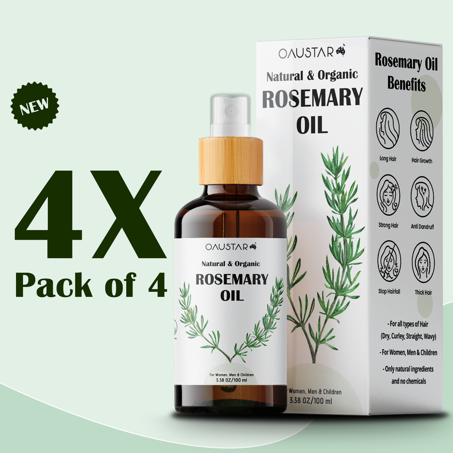 Organic Rosemary Hair Growth Oil for Dry & Damaged Hair