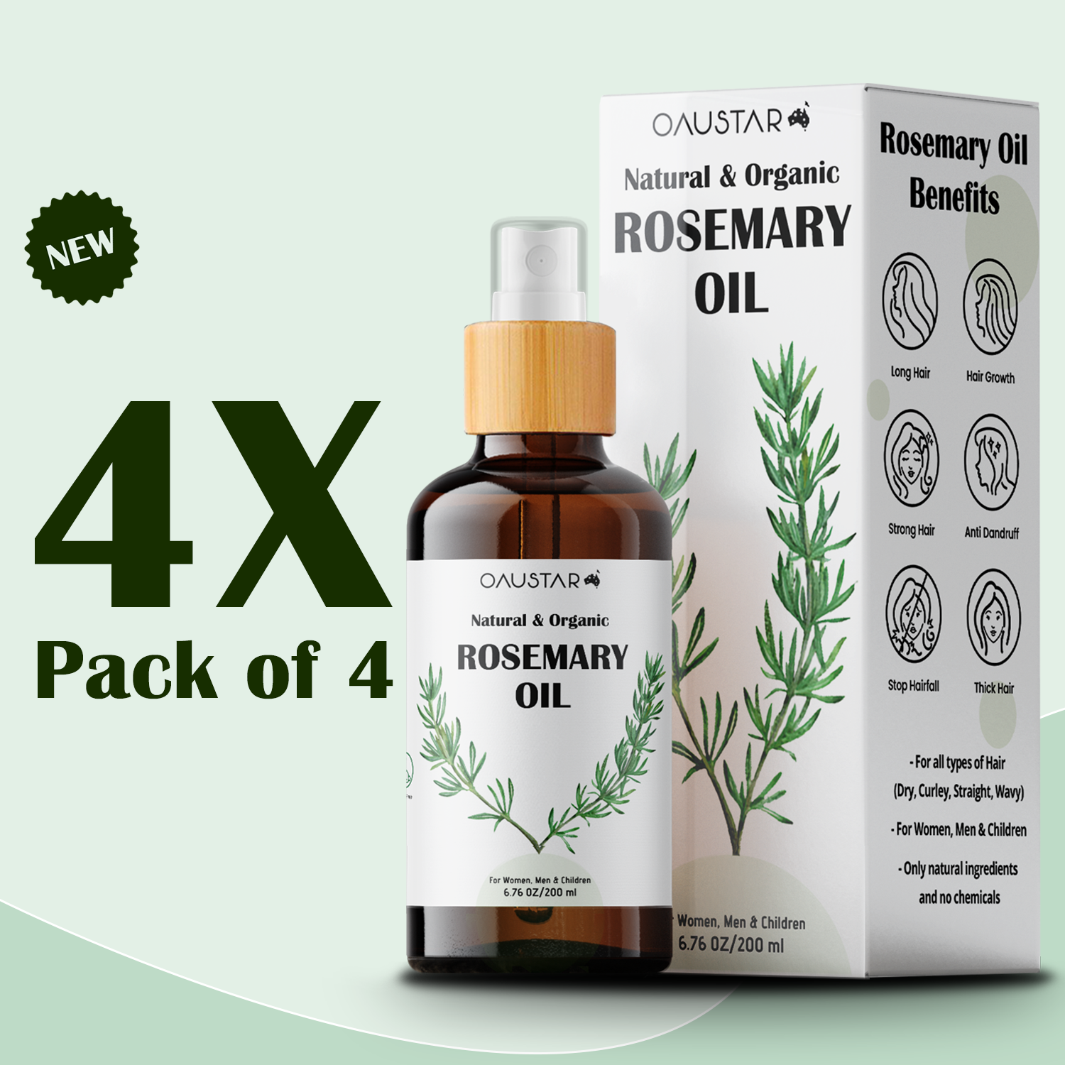 Organic Rosemary Hair Growth Oil for Dry & Damaged Hair