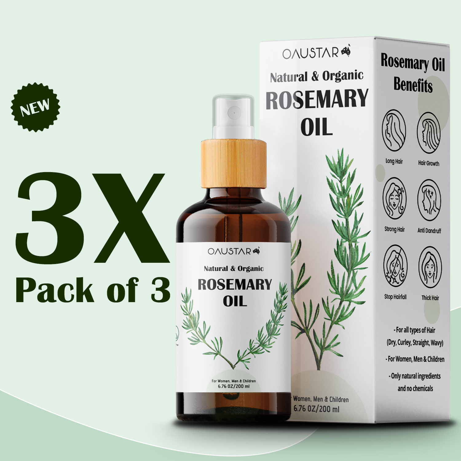 Organic Rosemary Hair Growth Oil for Dry & Damaged Hair