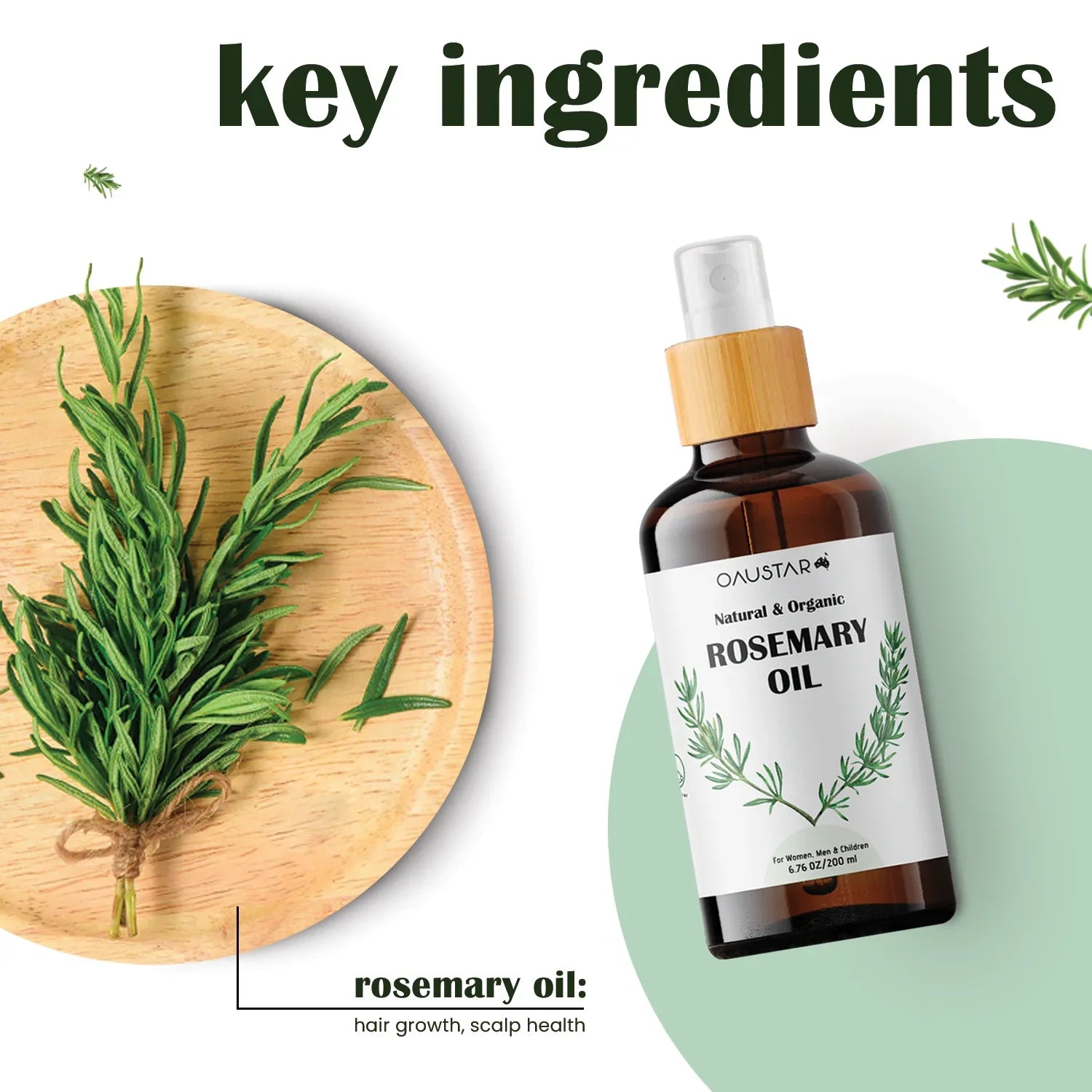 Organic Rosemary Hair Growth Oil for Dry & Damaged Hair