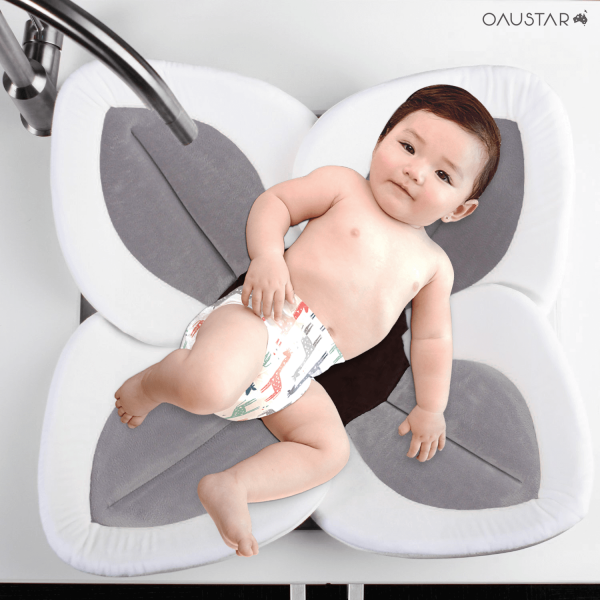 Baby Blooming Bath Mat (0-12mths) Safe & Comfy (Grey)
