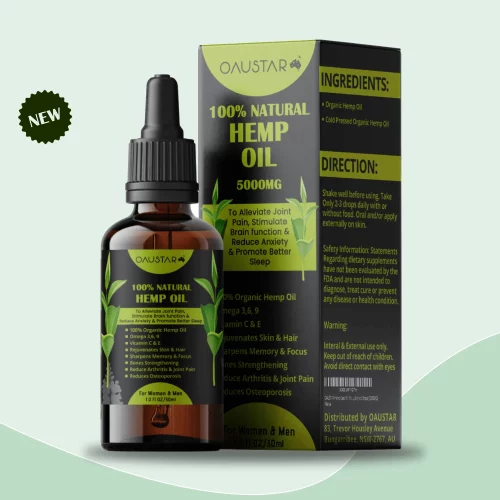 Oaustar Hemp Oil for Joints, Muscles, Knee & Back Pain + Better Sleep 30ml