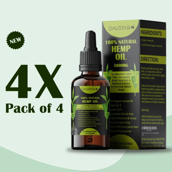 Oaustar Hemp Oil for Joints, Muscles, Knee & Back Pain + Better Sleep 30ml