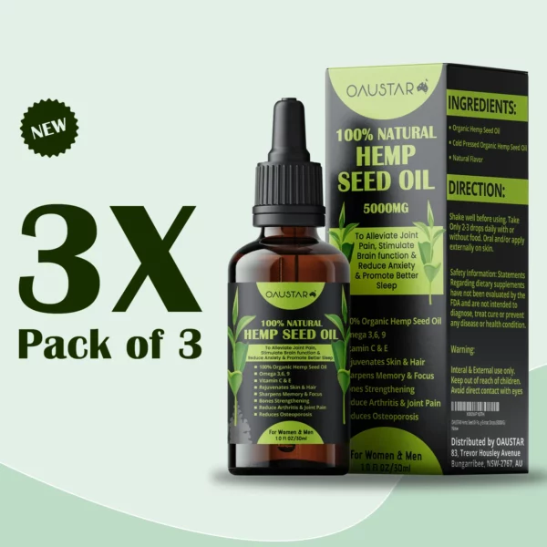 Hemp Oil for Pain Relief – Joints, Muscles, Knees & Back Pack of 3 250ml each Sleep Support & Recovery