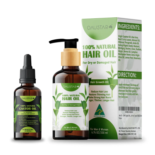 Organic Castor Oil & Hair Growth Oil For Dry Hair, Damaged Hair, Eyebrows, Eyelashes, Skin, Face (30ml & 200ml)